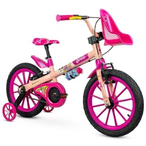 BICICLETA NATHOR INFANTIL ARO 16 BARBIE SALMAO/ROSA