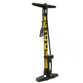 Bomba De Pé Para Bicicleta Gf-55 C/ Monometro Preto / Amarelo