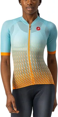 Camisa Ciclismo Castelli Feminino Climber's 2.0 Laranja/Azul