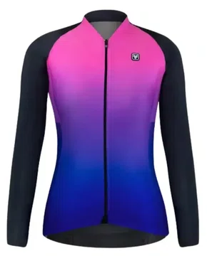 Camisa Ciclismo Free Force Feminina Start Gradient Pink Purple Peluciada