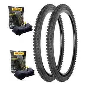 KIT 2 Pneus Aro 26x1.95 K816 Kenda + 2 Camaras Ar Pirelli