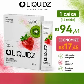 14 Sachês LIQUIDZ Eletrólitos Morango com Kiwi