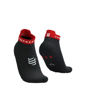 Meia de Compressao Para Corrida Cano Curto V4 Preto/Vermelho