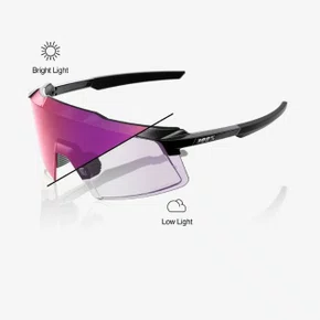 OCULOS 100% AEROCRAFT GLOSS BLACK PURPLE MIRROR PHOTOCHROMIC LENS