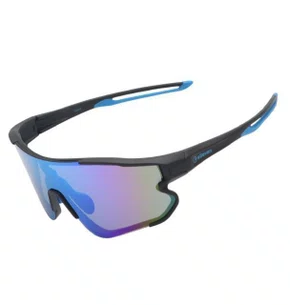 OCULOS CICLISMO EL54 LENTE POLICARBONATO COLORS UV400 PRETO/AZUL