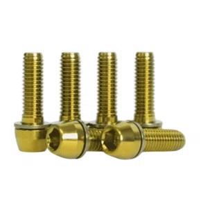 Parafusos Titânio p/Fixar Mesa/Guidão ABAULADO Dourado 6un